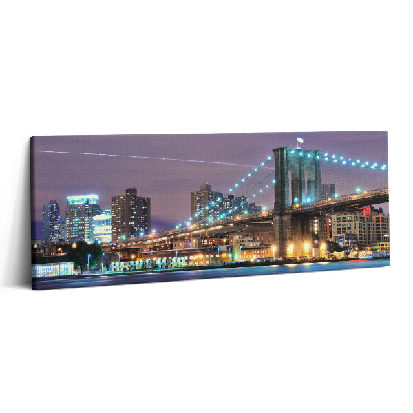 Obraz na plátne 125x50 Brooklynský most v noci