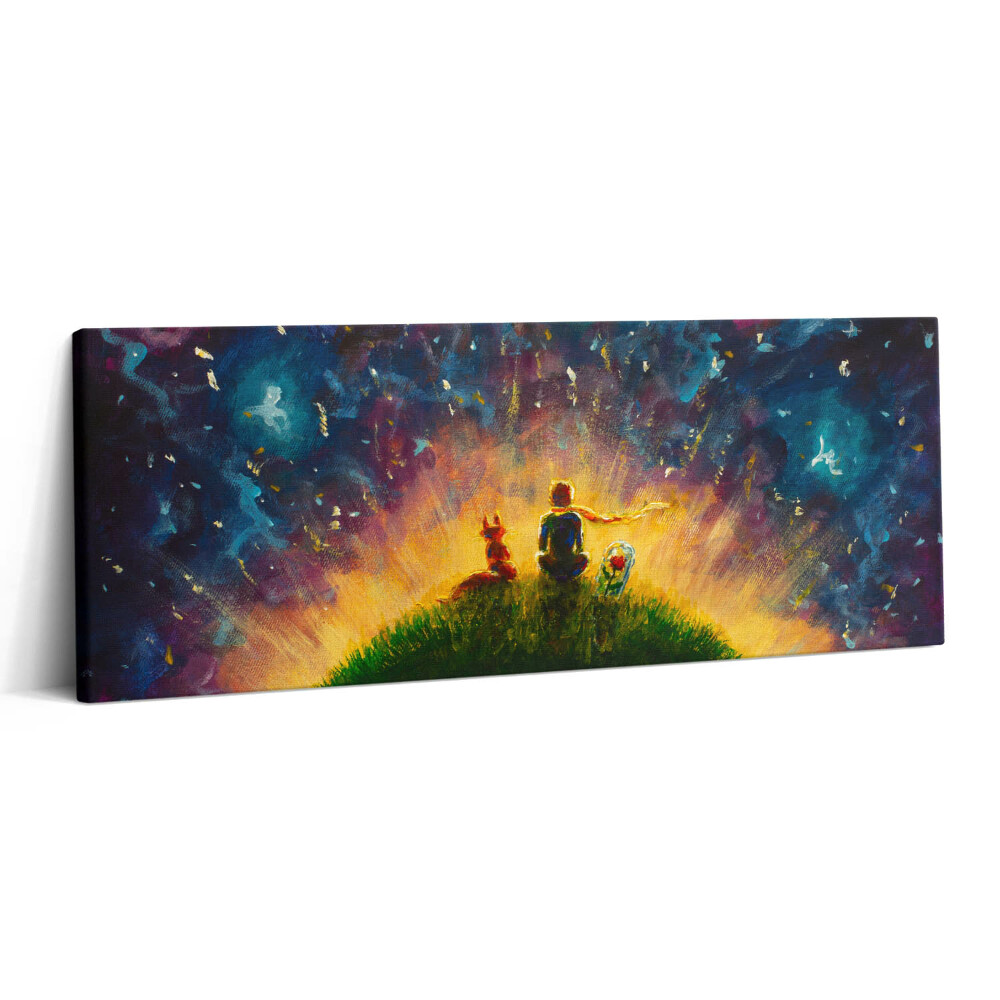 Fotoobraz na plátne 125x50 Nočná obloha s priateľmi na kopci