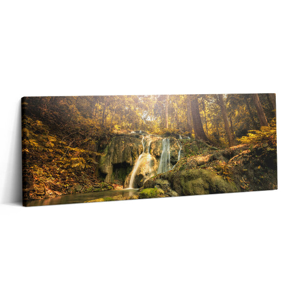 Fotoobraz na plátne 125x50 Vodopád v jesennom lese