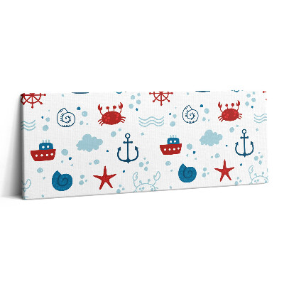 Fotoobraz na plátne 125x50 Námornícke motívy s krabmi a kotvami