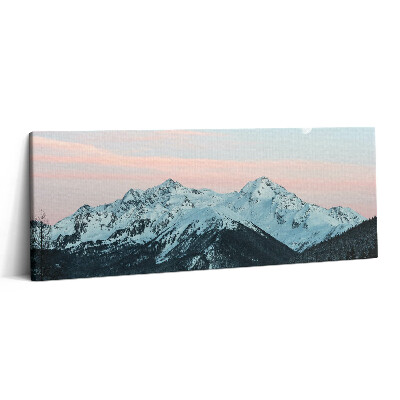 Obraz na plátne 125x50 Zasnežené hory pri západe slnka
