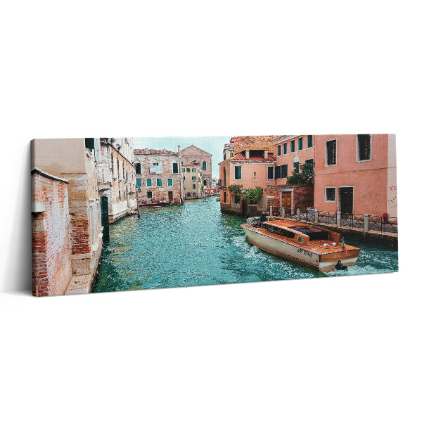 Obraz na plátne 125x50 Benátsky kanál s loďou