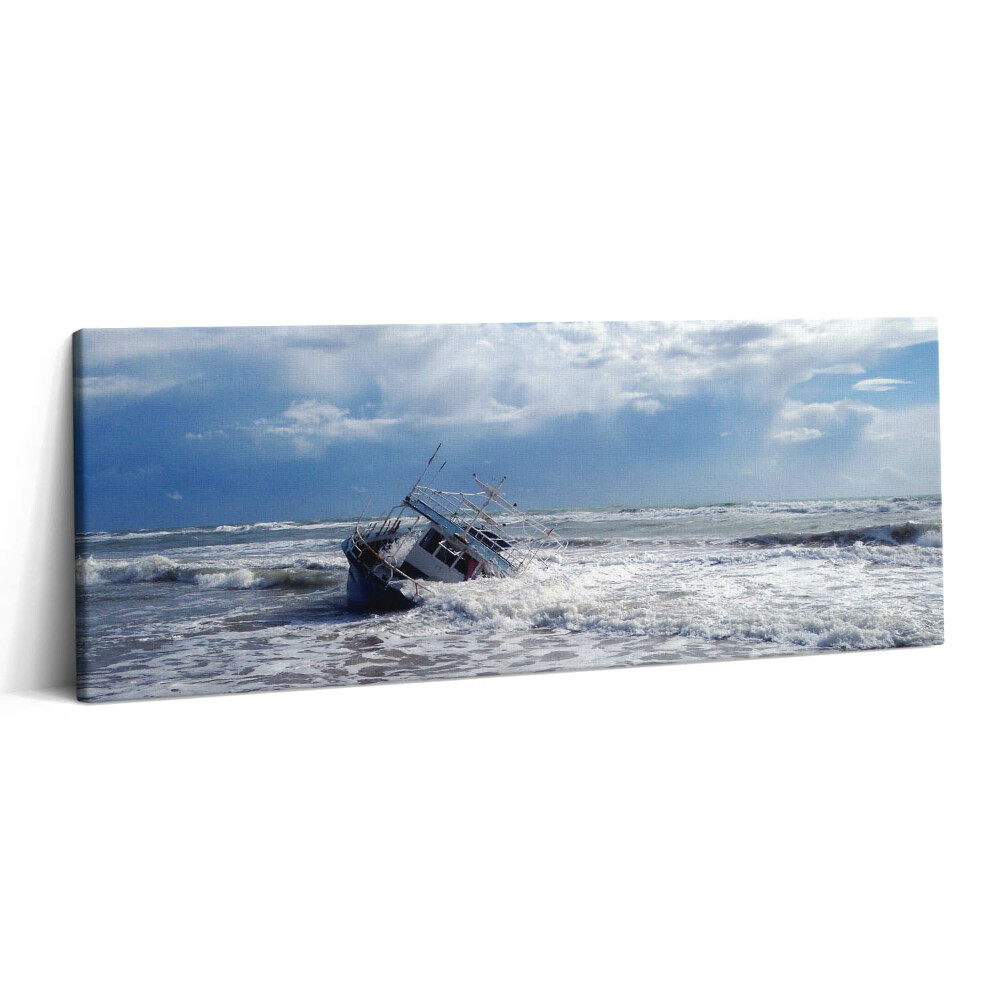 Obraz na plátne 125x50 Loď v búrkových vlnách