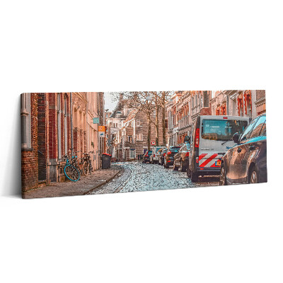 Fotoobraz na plátne 125x50 Ulica s bicyklami a autami