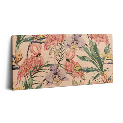 Obraz na plátne 140x70 Plameniaky a orchidey v džungli