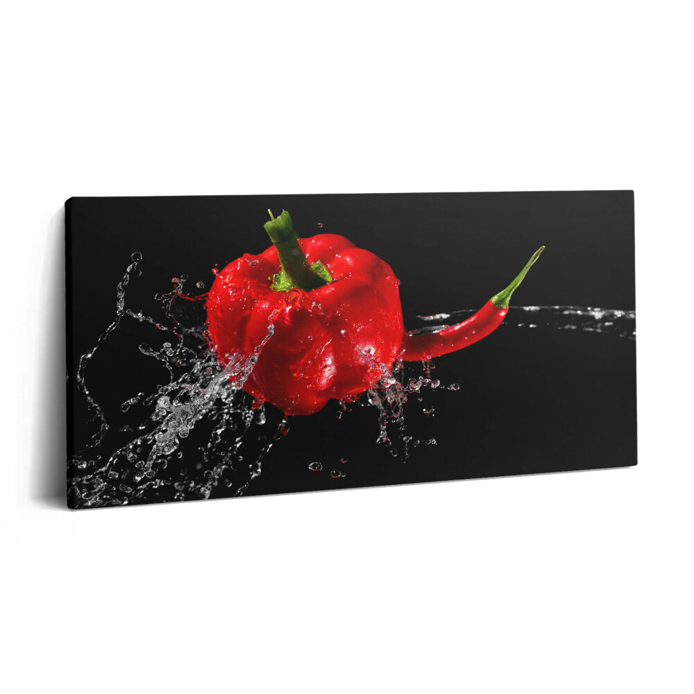 Obraz na plátne 140x70 Červená paprika vo vodnom tanci