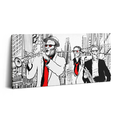 Obraz na plátne 140x70 Hudobníci v meste s červenými kravatami