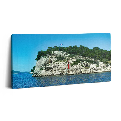 Obraz na plátne 140x70 Maják na skalnatom pobreží