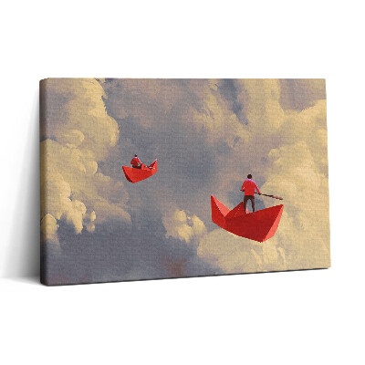Obraz na plátne 30x20 Červené lode v oblakoch