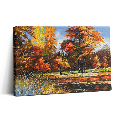 Obraz na plátne 30x20 Jesenná krajina pri jazere