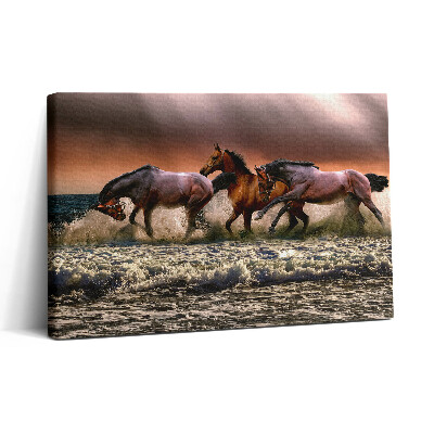 Fotoobraz na plátne 30x20 Kone cválajúce vo vlnách mora