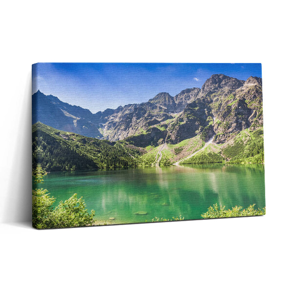 Obraz na plátne 30x20 Horské jazero pod modrou oblohou
