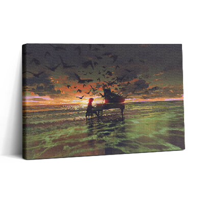 Obraz na plátne 30x20 Hudba pri západe slnka na pláži