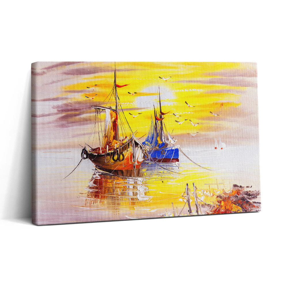 Obraz na plátne 30x20 Lode v žiare zapadajúceho slnka