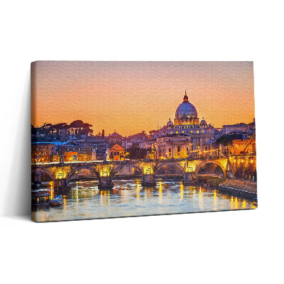 Obraz na plátne 30x20 Večerná Rím s bazilikou a mostom