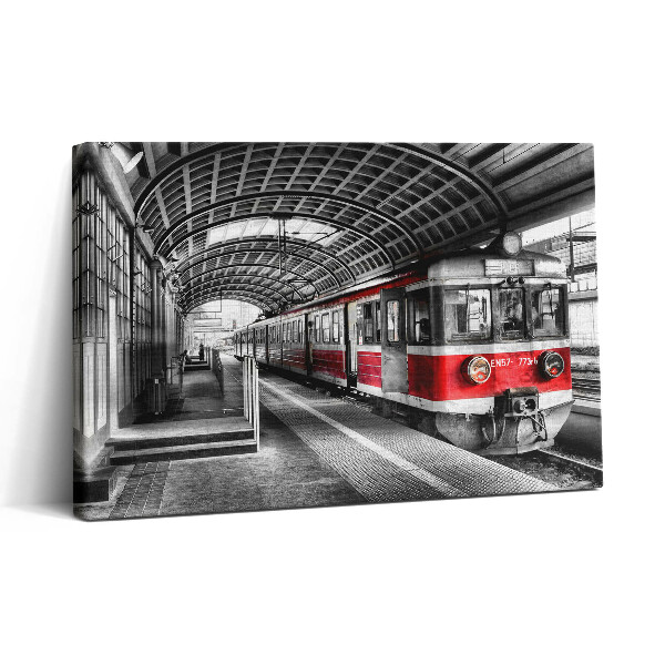 Fotoobraz na plátne 30x20 Červený vlak na opustenej stanici