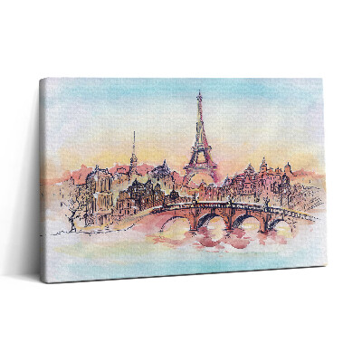 Obraz na plátne 30x20 Parížske mosty pri západe slnka