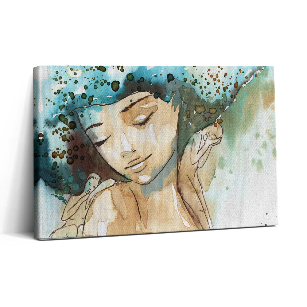 Obraz na plátne 30x20 Pokojná snová žena s modrými vlasmi