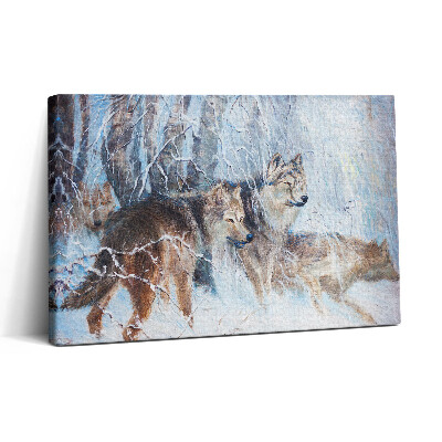 Obraz na plátne 30x20 Vlci v zasneženom lese