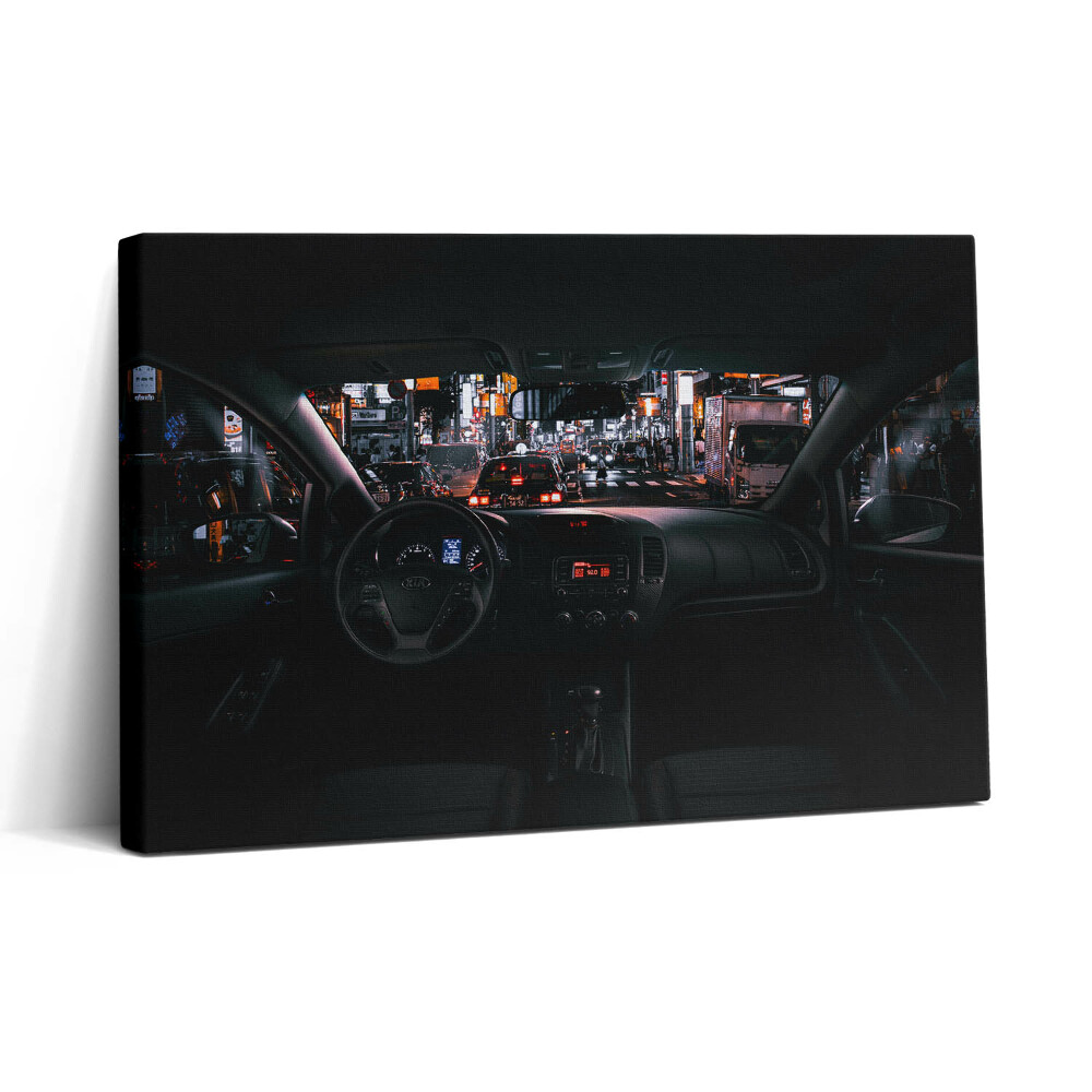 Obraz na plátne 30x20 Nočná jazda mestom z auta