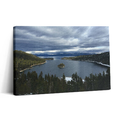 Fotoobraz na plátne 30x20 Zimné jazero s ostrovom