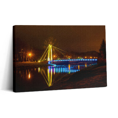 Obraz na plátne 30x20 Nočný most s farebnými svetlami