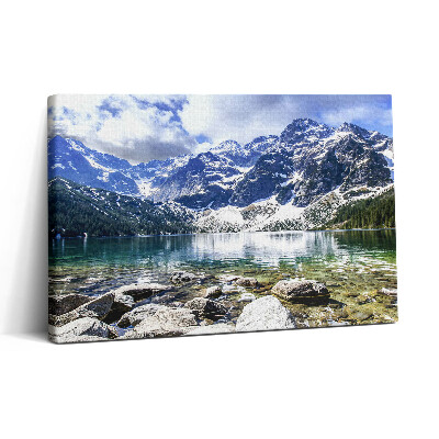 Obraz na plátne 30x20 Hory nad jazerom v zime