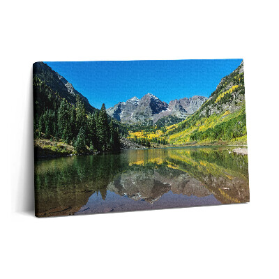 Fotoobraz na plátne 60x40 Hory a lesy pri jazere