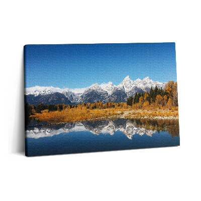 Obraz na plátne 60x40 Horské jazero a jesenné stromy