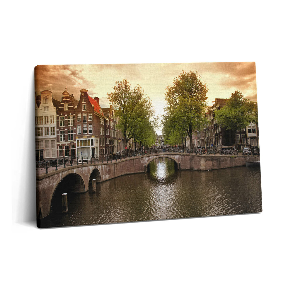 Fotoobraz na plátne 60x40 Amsterdamské kanály v meste