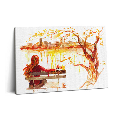 Fotoobraz na plátne 60x40 Jesenná krajina - žena