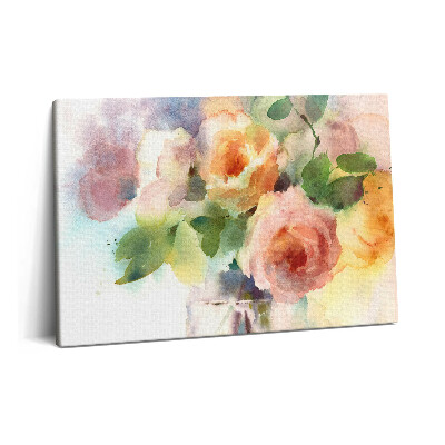 Fotoobraz na plátne 60x40 Akvarelové ruže vo váze