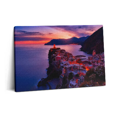 Fotoobraz na plátne 60x40 Prímorské mesto večer