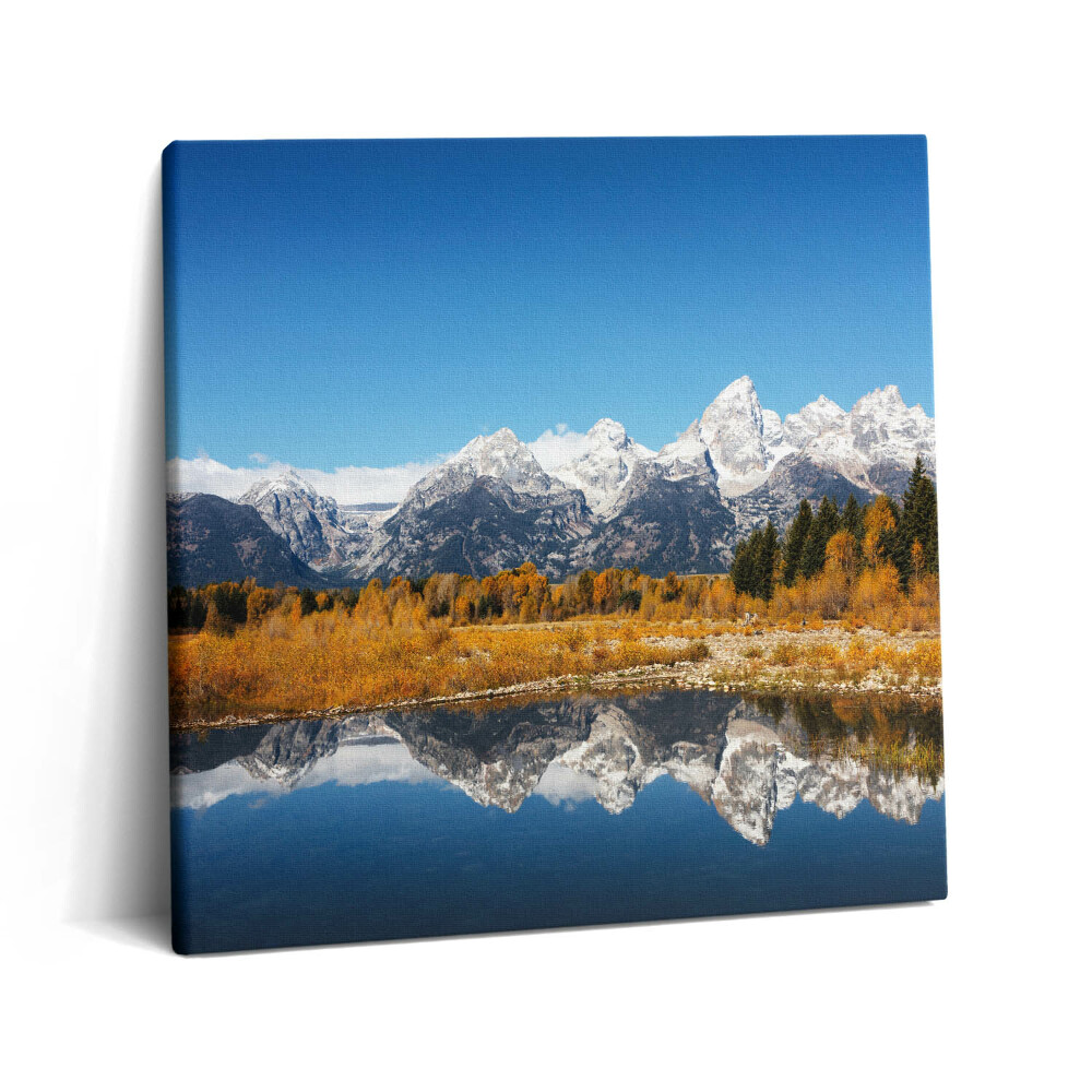 Obraz na plátne 60x60 Jesenné hory nad odrazom jazera