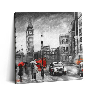 Fotoobraz na plátne 60x60 Londýnsky dážď a červené autobusy