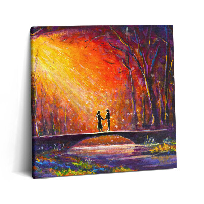 Fotoobraz na plátne 60x60 Pár na moste v romantickom prostredí