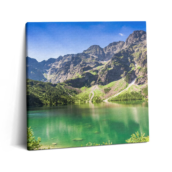 Fotoobraz na plátne 60x60 Horské jazero pod modrou oblohou