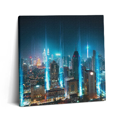 Fotoobraz na plátne 60x60 Nočná metropola s modrými svetlami