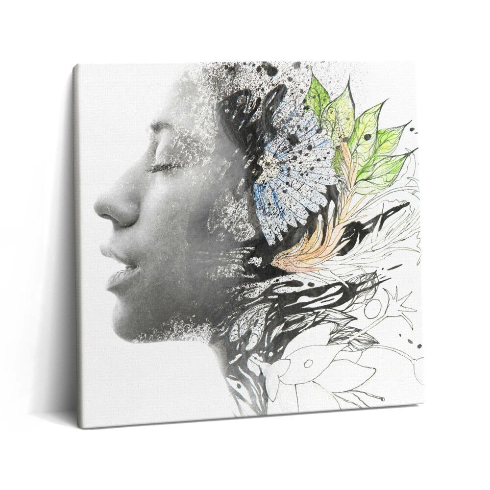 Obraz na plátne 60x60 Snová tvár s prírodnými prvkami