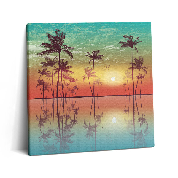 Fotoobraz na plátne 60x60 Palmy pri západe slnka