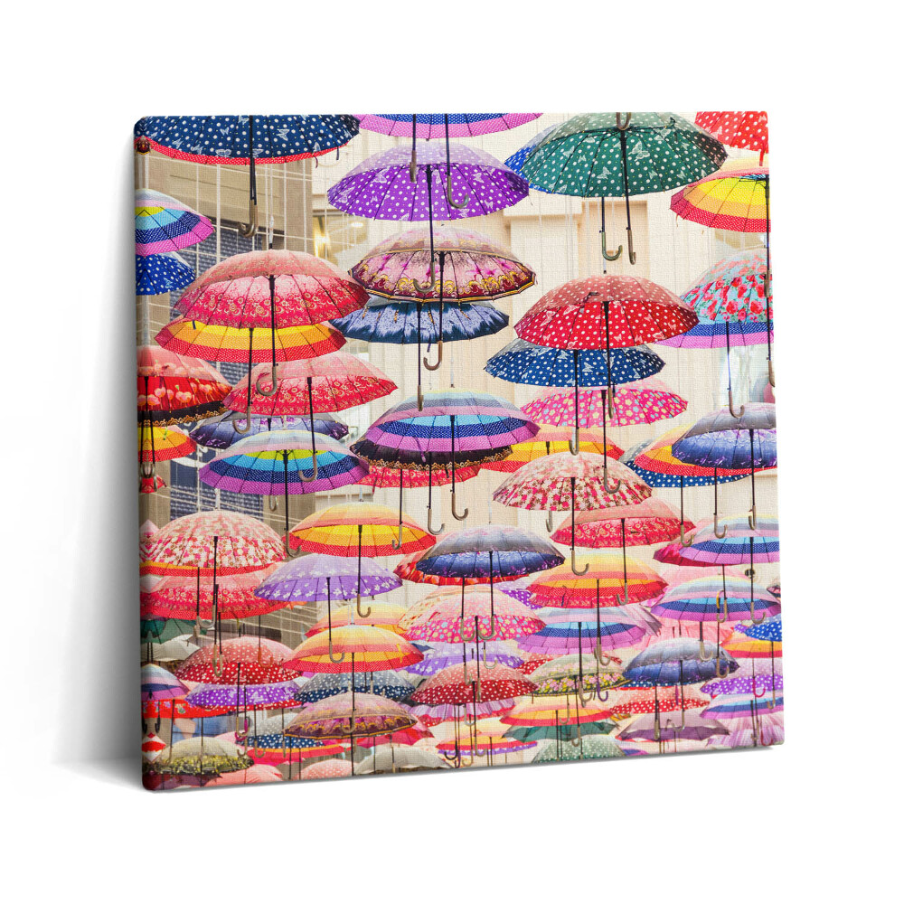 Fotoobraz na plátne 60x60 Farebné dáždniky nad ulicou