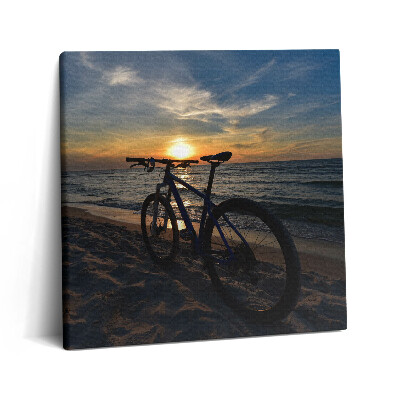 Obraz na plátne 60x60 Bicykel pri západe slnka na pláži