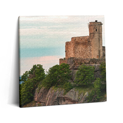 Fotoobraz na plátne 60x60 Hrad na útesu pri západe slnka