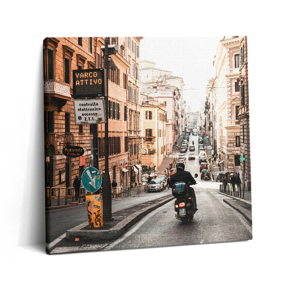 Fotoobraz na plátne 60x60 Jazda na skútri mestskou ulicou