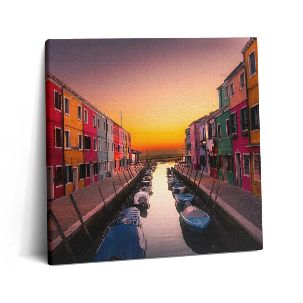 Obraz na plátne 60x60 Farebné domy pri západe slnka