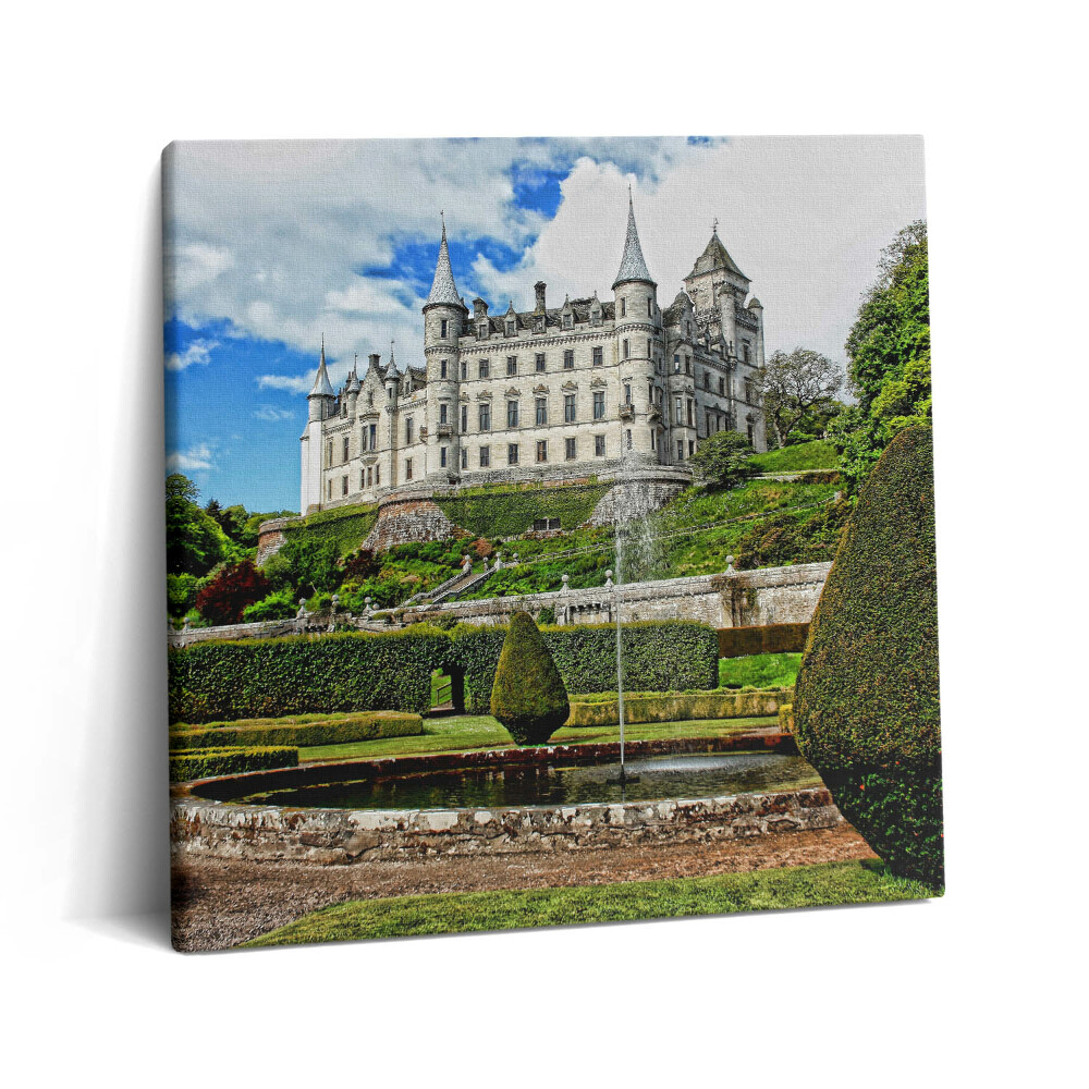 Fotoobraz na plátne 60x60 Zámok na kopci s fontánou