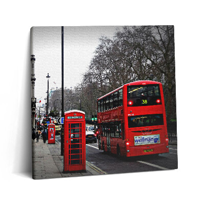 Obraz na plátne 60x60 Červený autobus a telefónna búdka