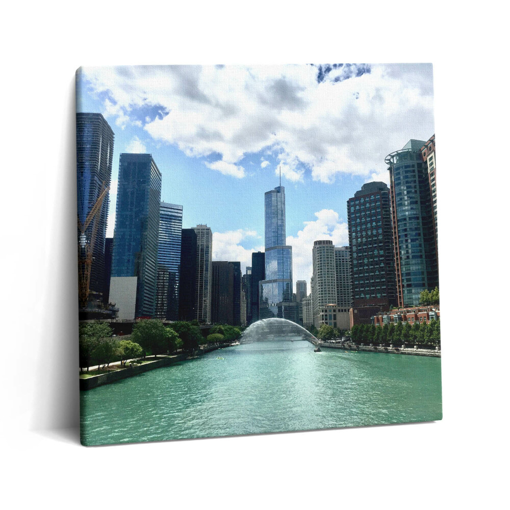 Fotoobraz na plátne 60x60 Mesto pri rieke s mrakodrapmi