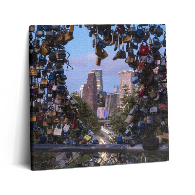 Obraz na plátne 60x60 Zámky lásky s výhľadom na mesto