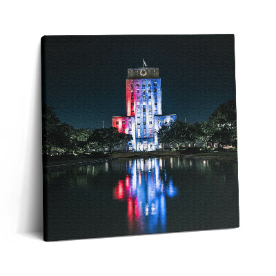 Fotoobraz na plátne 60x60 Večerná mestská budova s odrazom
